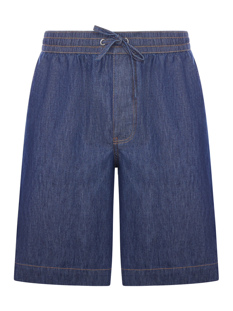 Loewe Men Lightweight Cotton Chambray Shorts LOEWE