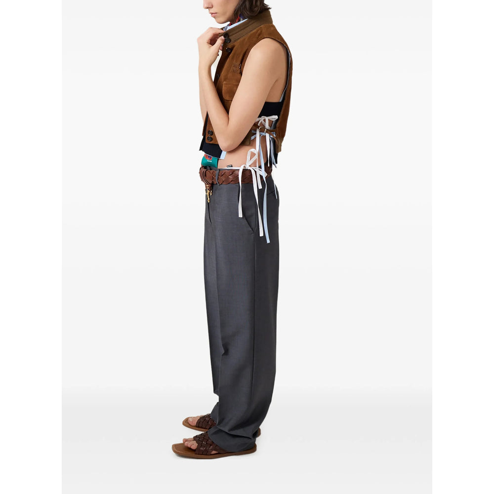 Miu Miu Grey Trousers - Straight Trousers Women MIU MIU