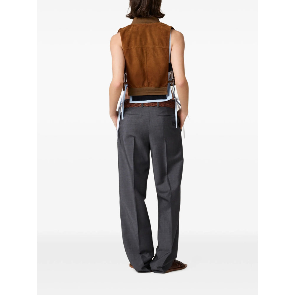 Miu Miu Grey Trousers - Straight Trousers Women MIU MIU