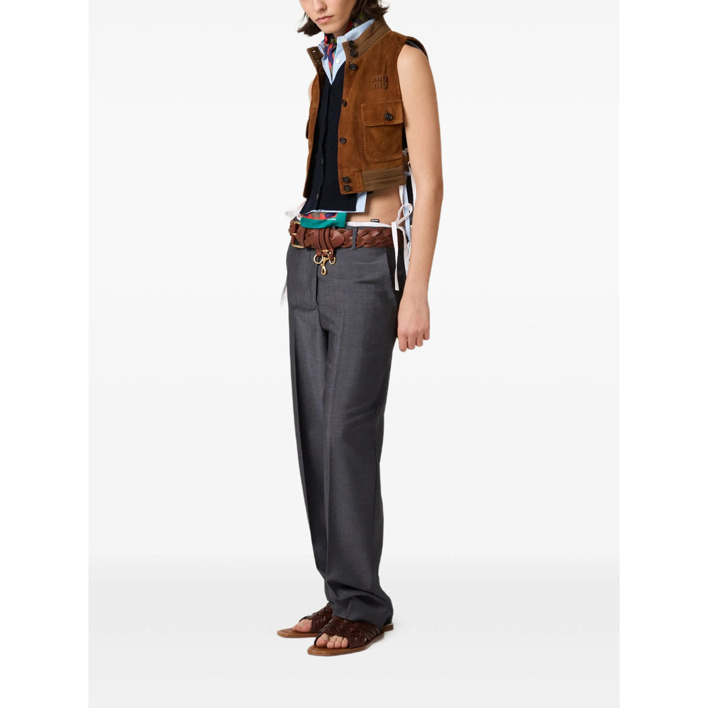 Miu Miu Grey Trousers - Straight Trousers Women MIU MIU