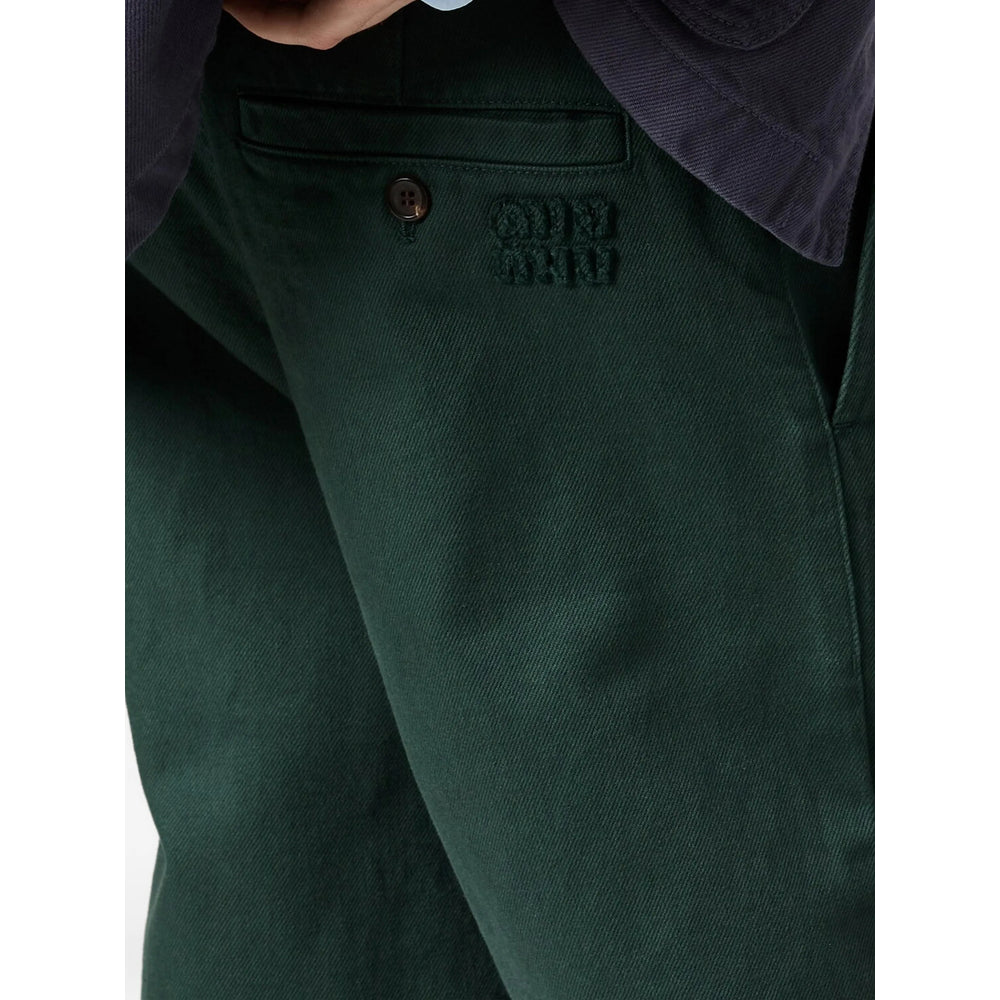 Miu Miu Green Trousers - Straight Trousers Women MIU MIU