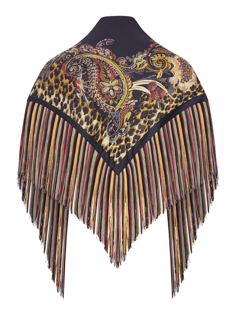 Etro Women Printed Silk Scarf With Multicolored Fringe ETRO