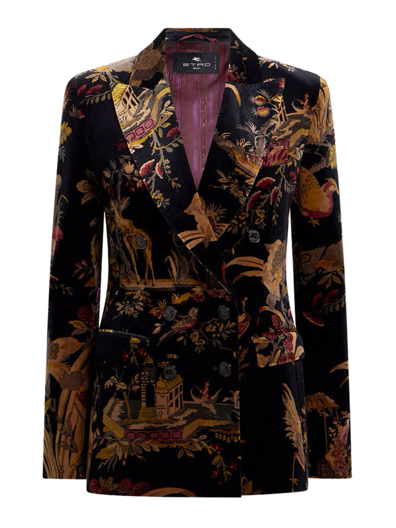 Etro Women Double-Breasted Cotton Velvet Jacket ETRO