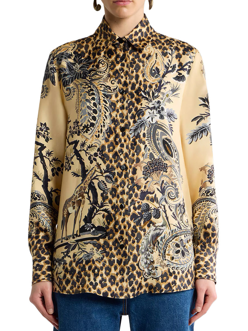Etro Women Silk Shirt With Placement Leopard Print ETRO