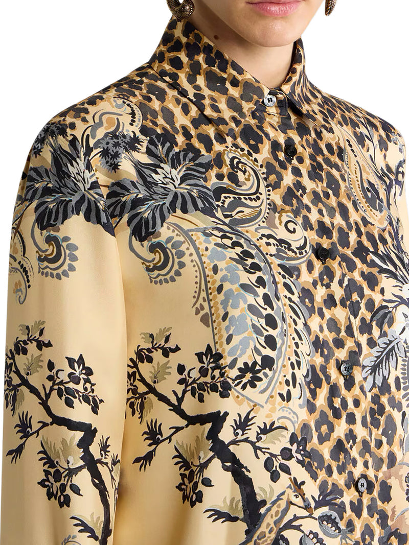 Etro Women Silk Shirt With Placement Leopard Print ETRO