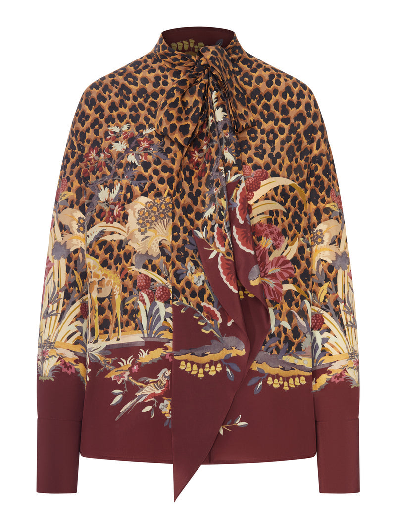 Etro Women Animal And Floral Printed Shirt With Neck Bow ETRO