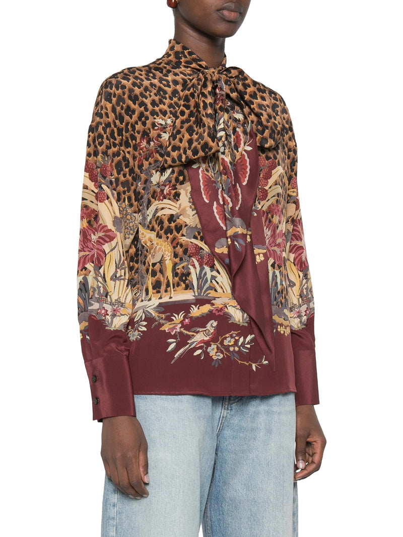 Etro Women Animal And Floral Printed Shirt With Neck Bow ETRO
