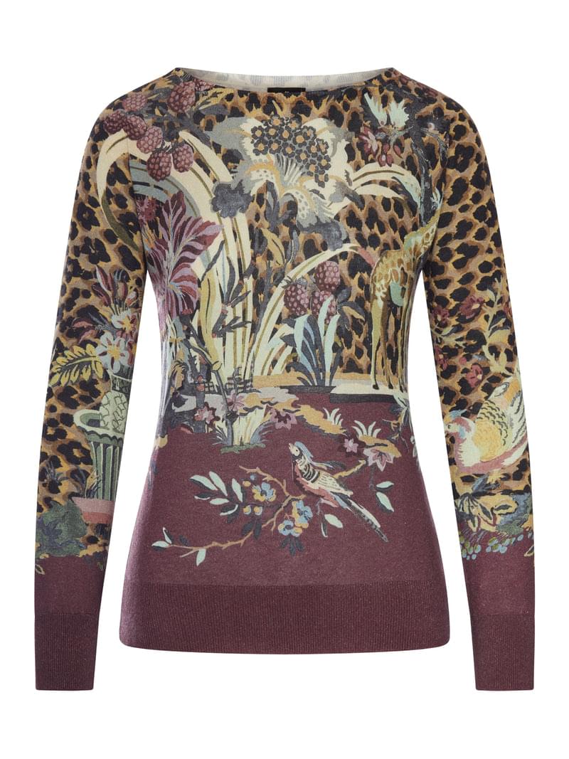 Etro Women Lightweight Knit Top With Animal And Floral Print ETRO