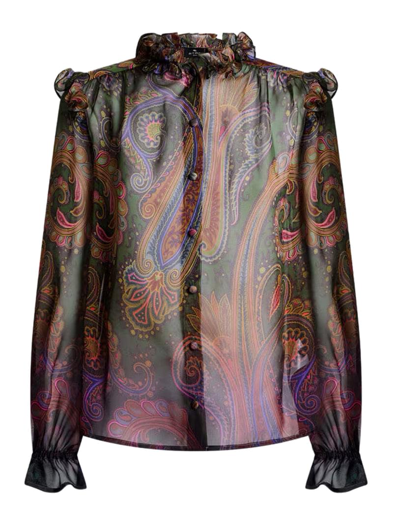 Etro Women Silk Shirt With Placement Dégradé Paisley Print ETRO