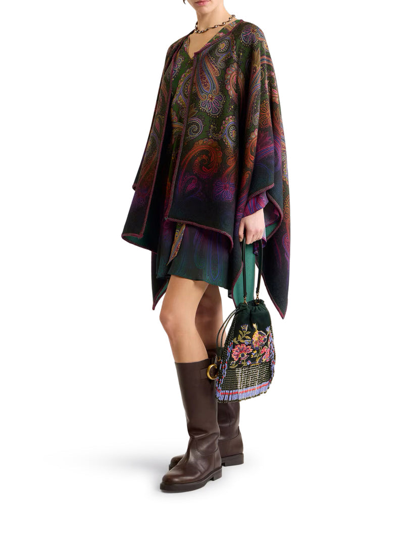 Etro Women Reversible Wool Cape With Dégradé Paisley Pattern ETRO