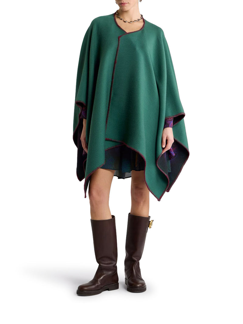 Etro Women Reversible Wool Cape With Dégradé Paisley Pattern ETRO