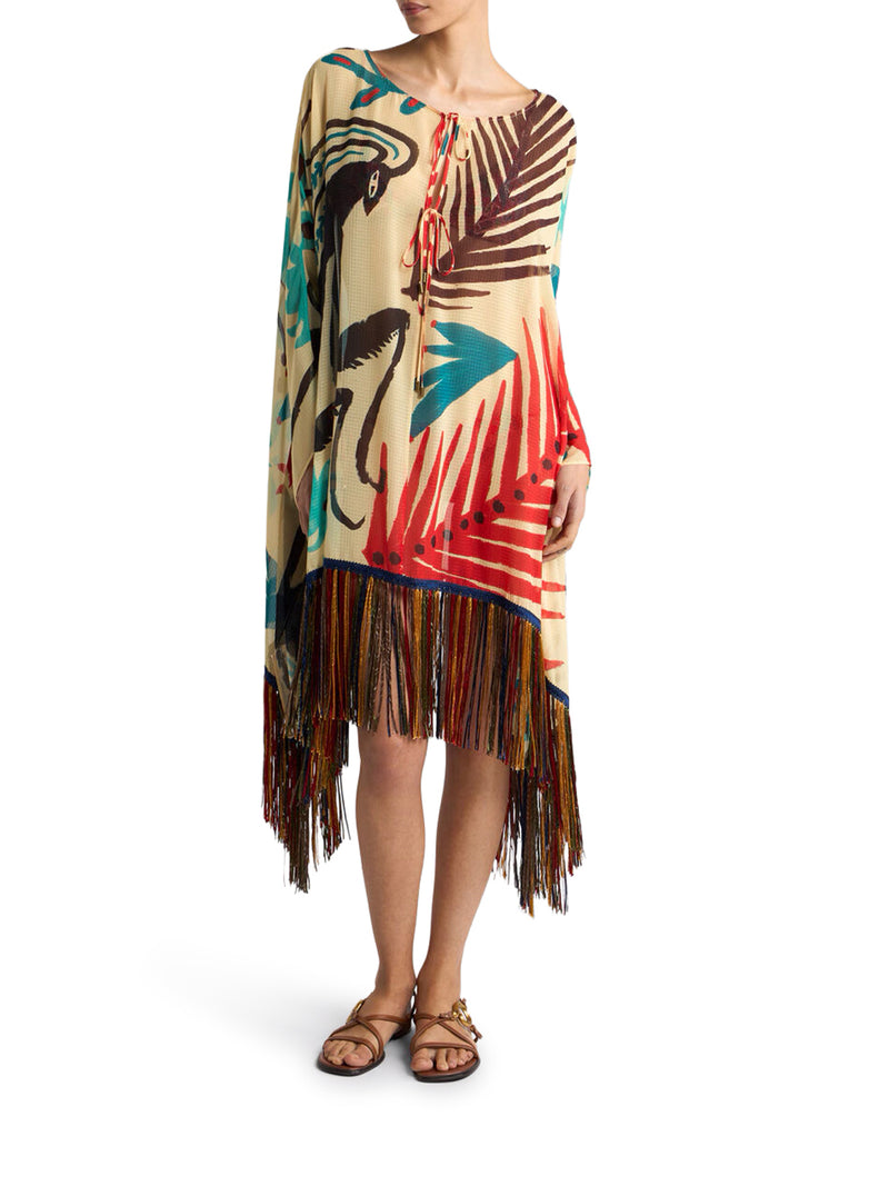 Etro Women Etro X Tabby Booth Seersucker Cover-Up Dress With Fringes And Placed Print ETRO
