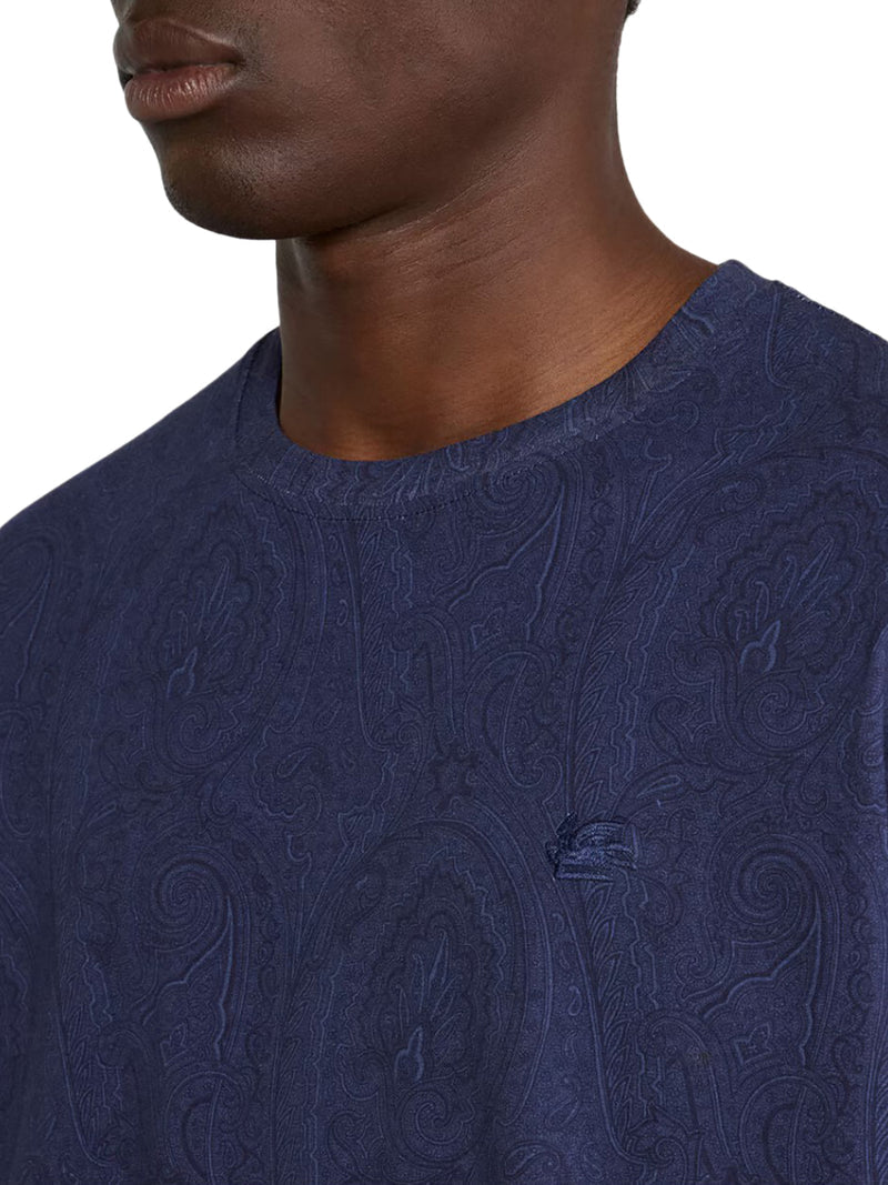 Etro Men Cotton T-Shirt With Arnica Pattern