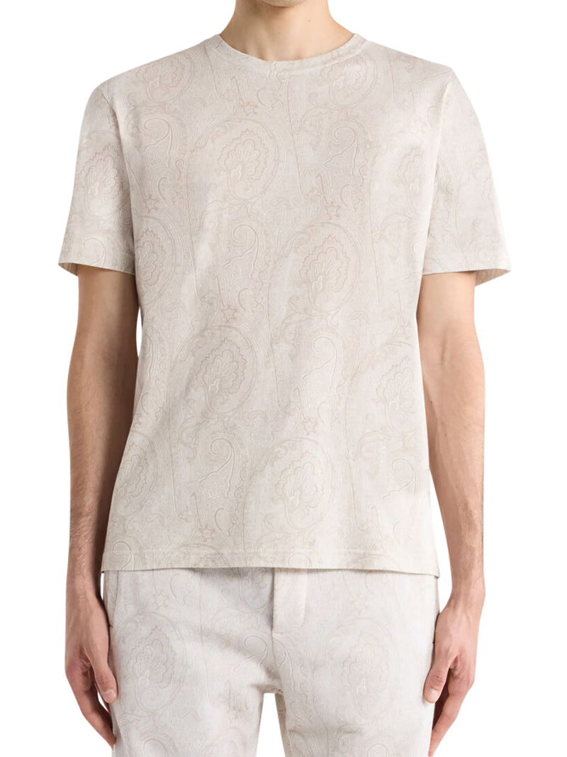 Etro Men Cotton T-Shirt With Arnica Pattern ETRO