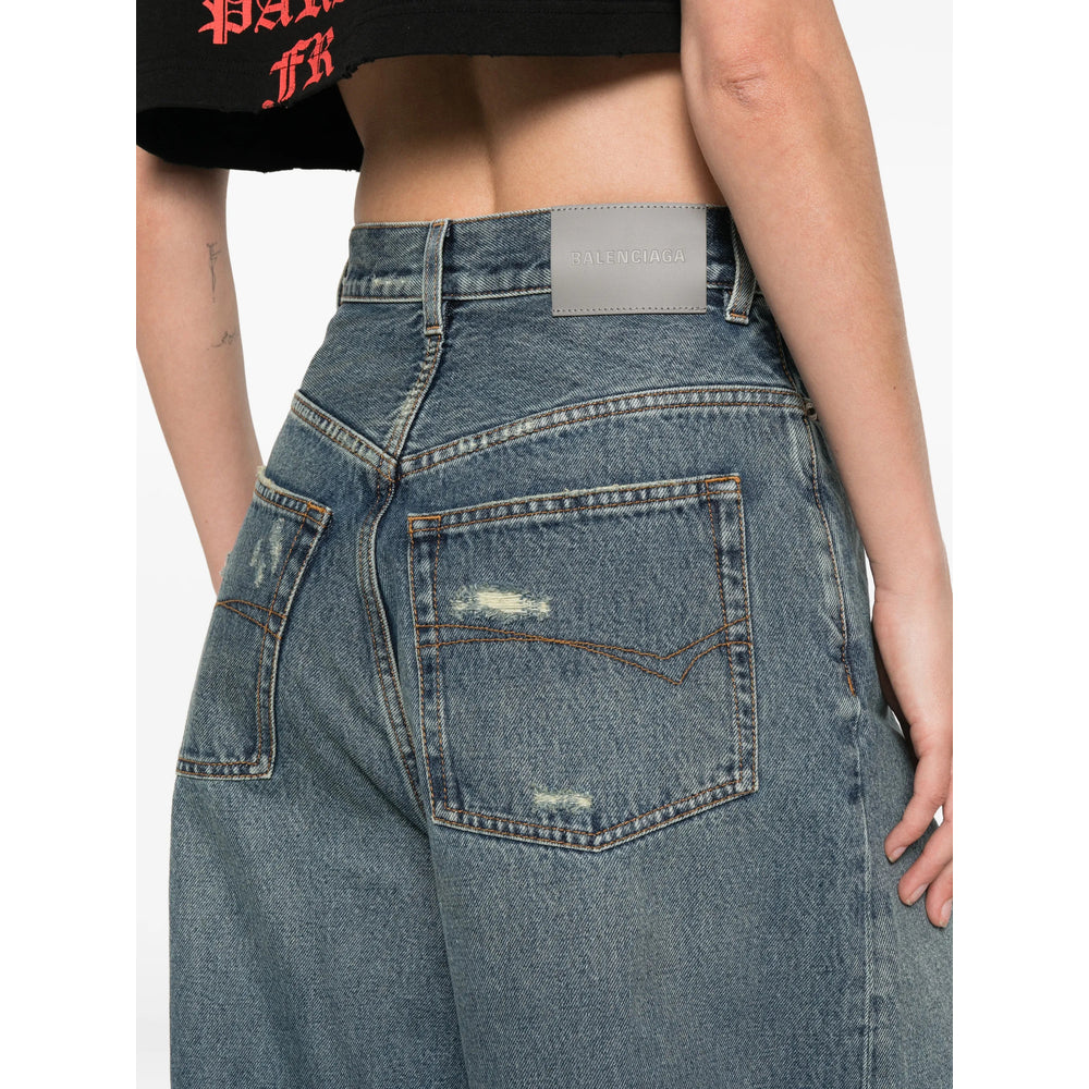 Balenciaga Blue Denim - Wide-Leg Jeans Women BALENCIAGA
