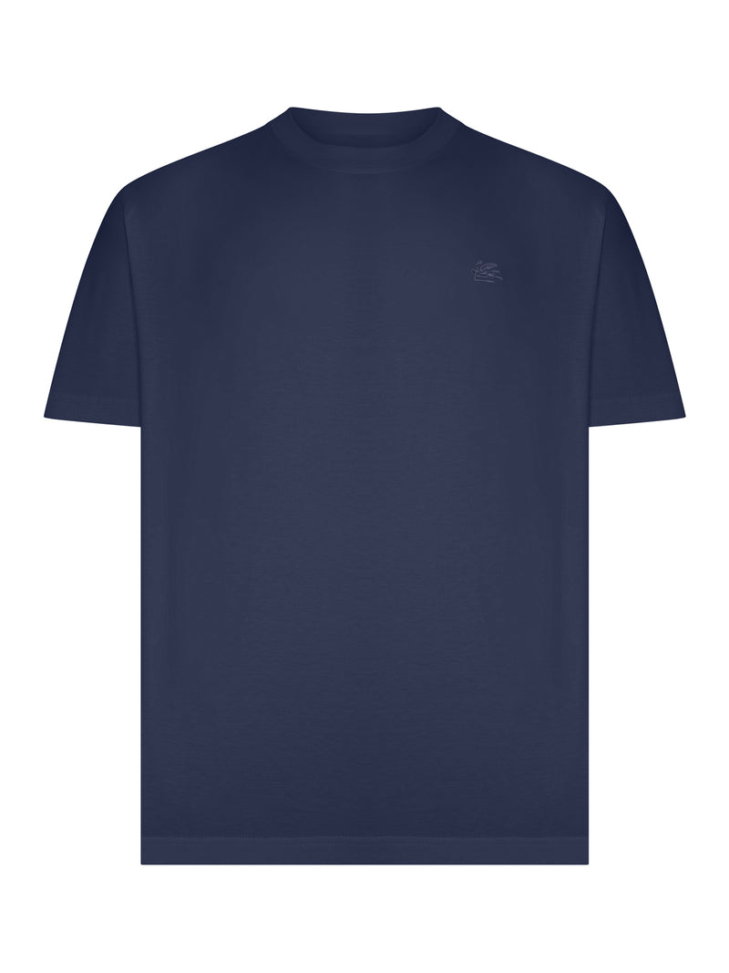 Etro Men Rome Cotton T-Shirt With Embroidered Logo ETRO