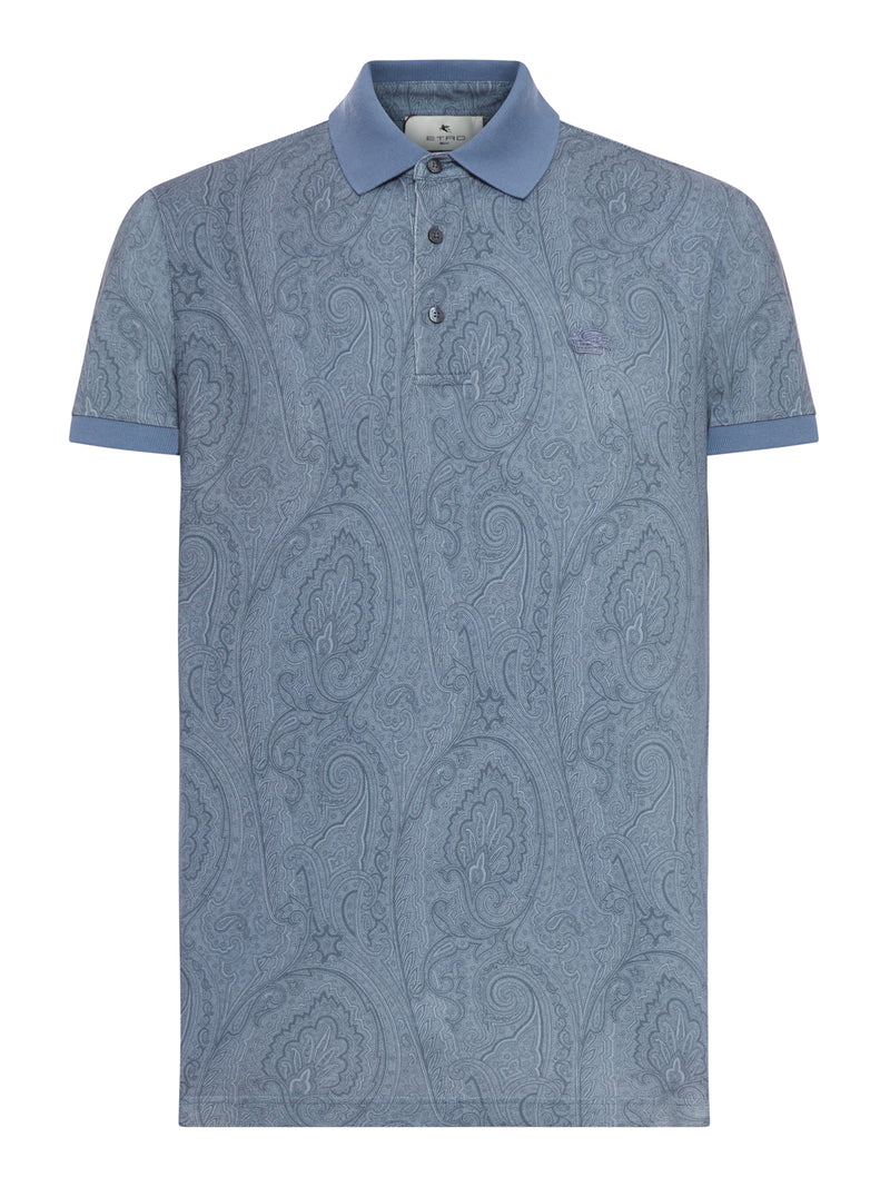 Etro Men Cotton Polo Shirt With Arnica Pattern ETRO