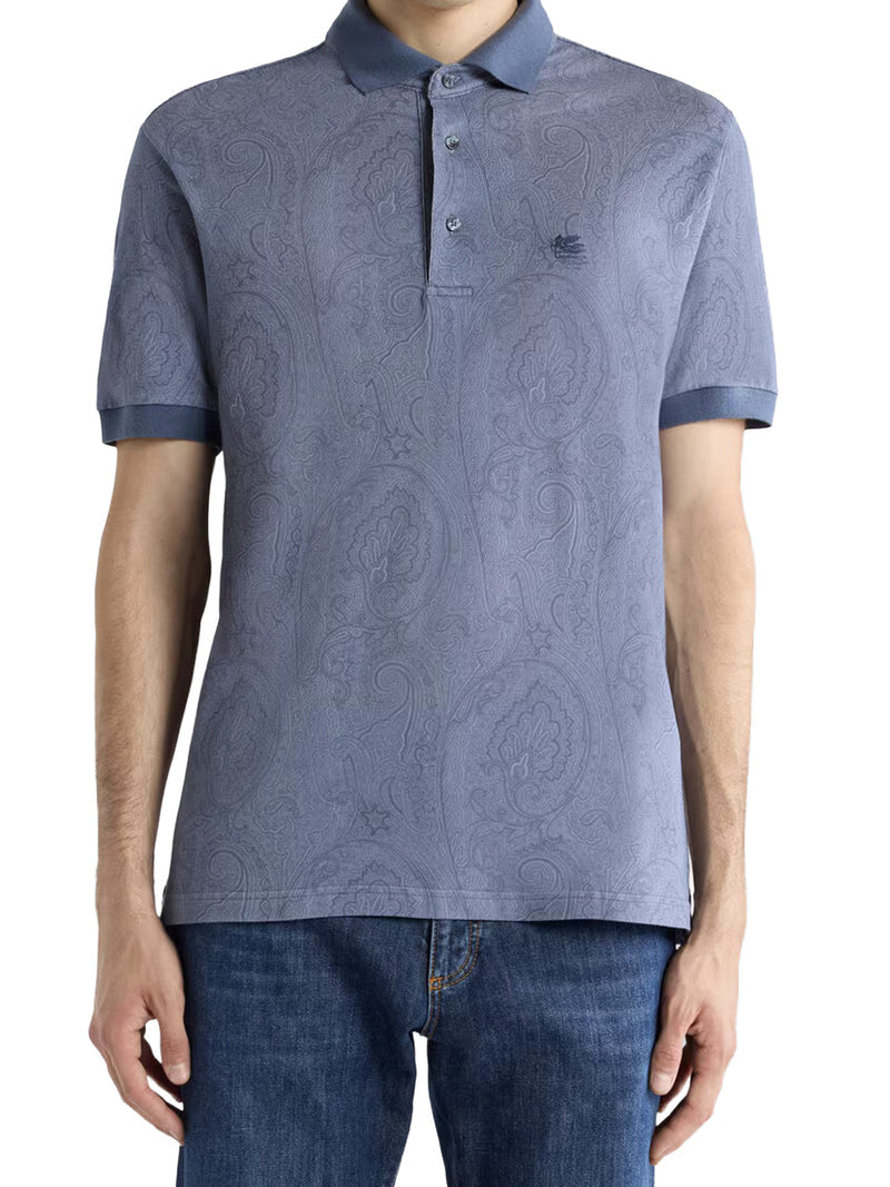 Etro Men Cotton Polo Shirt With Arnica Pattern ETRO