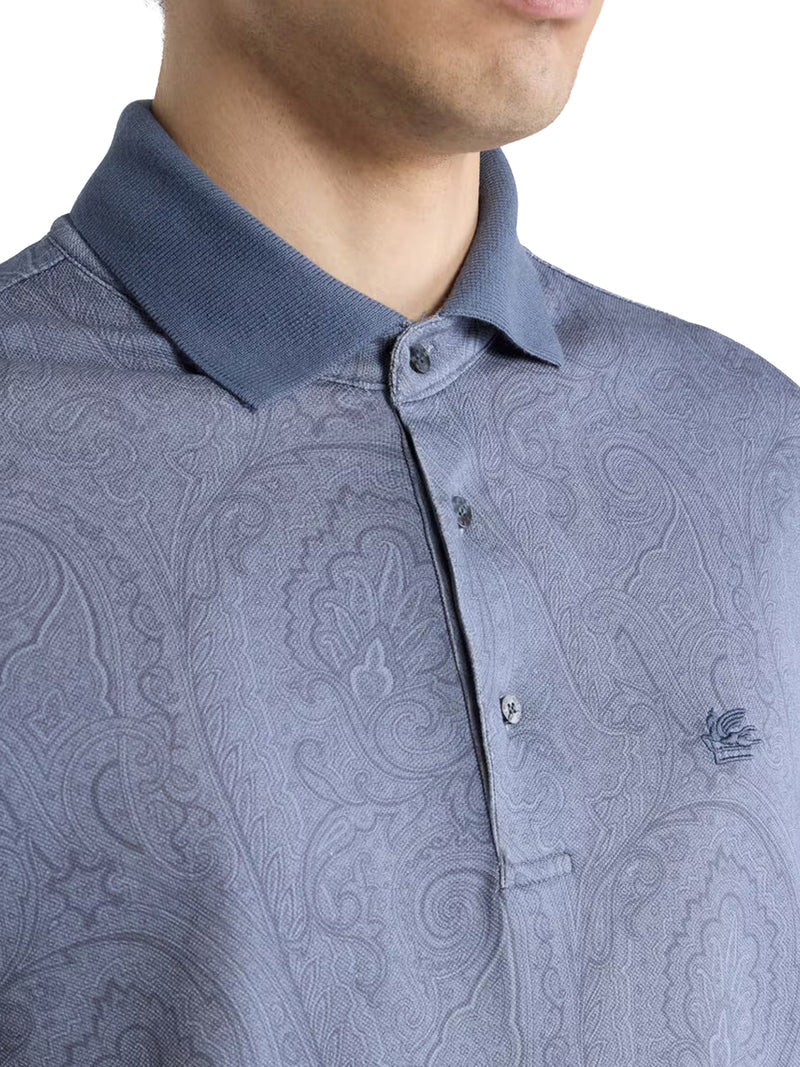 Etro Men Cotton Polo Shirt With Arnica Pattern ETRO