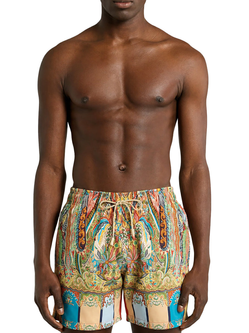 Etro Men Swimsuit With Placed Floral Paisley Print ETRO