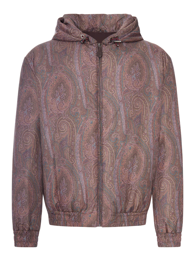 Etro Men Padded Bomber Jacket With Hood And Arnica Pattern ETRO
