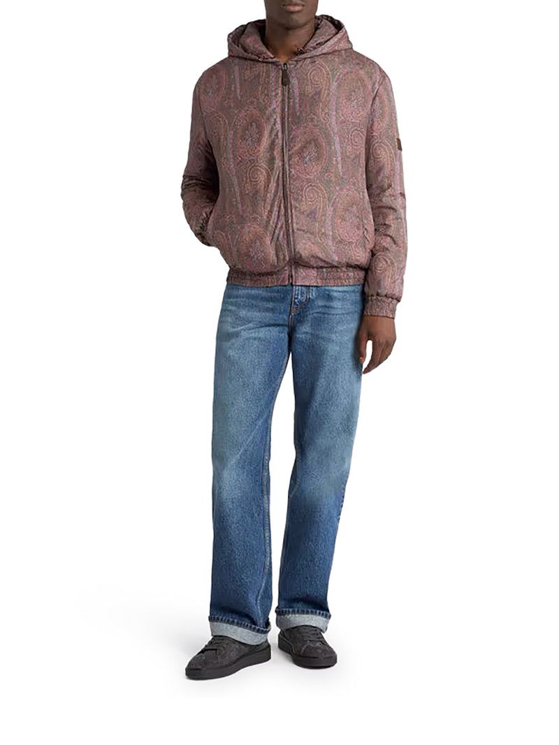 Etro Men Padded Bomber Jacket With Hood And Arnica Pattern ETRO