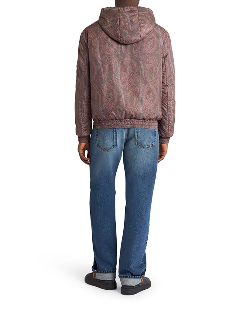 Etro Men Padded Bomber Jacket With Hood And Arnica Pattern ETRO