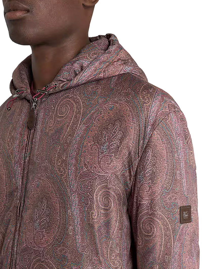 Etro Men Padded Bomber Jacket With Hood And Arnica Pattern ETRO