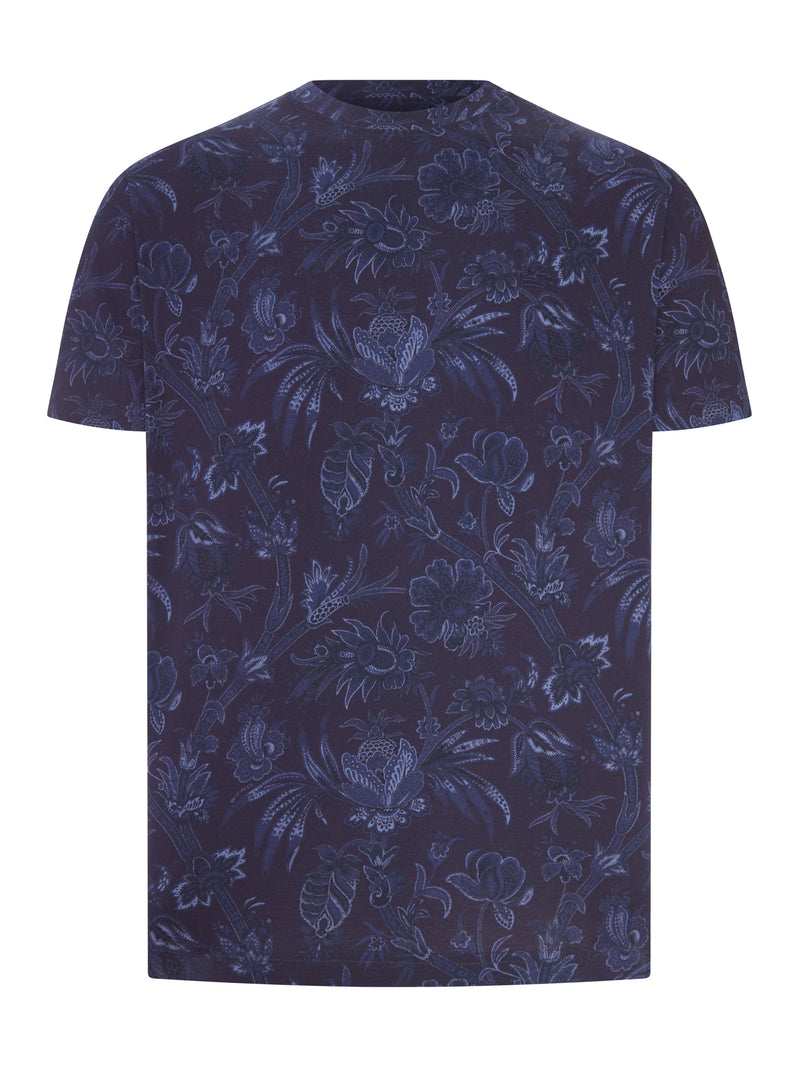 Etro Men Cotton Jersey T-Shirt With Floral Paisley Pattern ETRO