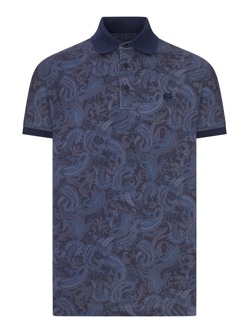 Etro Men Cotton Piqué Polo Shirt With Paisley Print ETRO