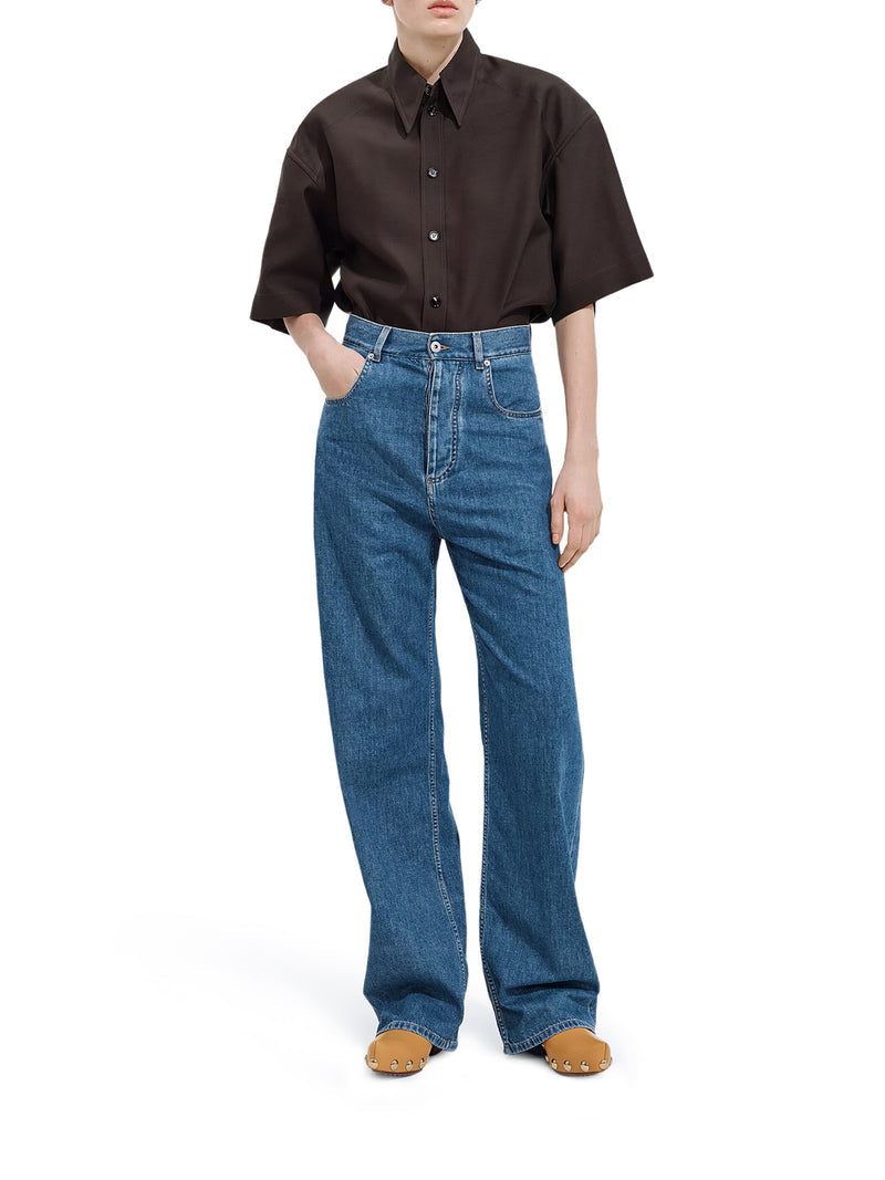 Bottega Veneta Women Atlantic Blue Wash Wide-Leg Jeans BOTTEGA VENETA