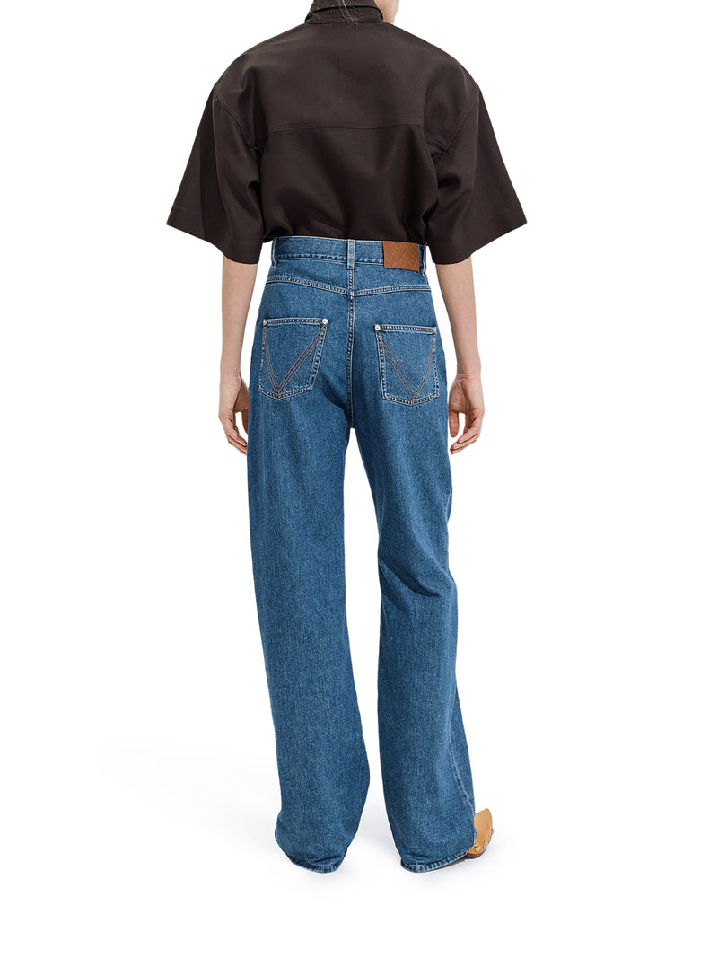 Bottega Veneta Women Atlantic Blue Wash Wide-Leg Jeans BOTTEGA VENETA