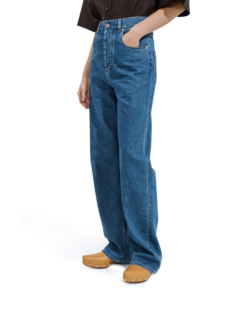 Bottega Veneta Women Atlantic Blue Wash Wide-Leg Jeans BOTTEGA VENETA