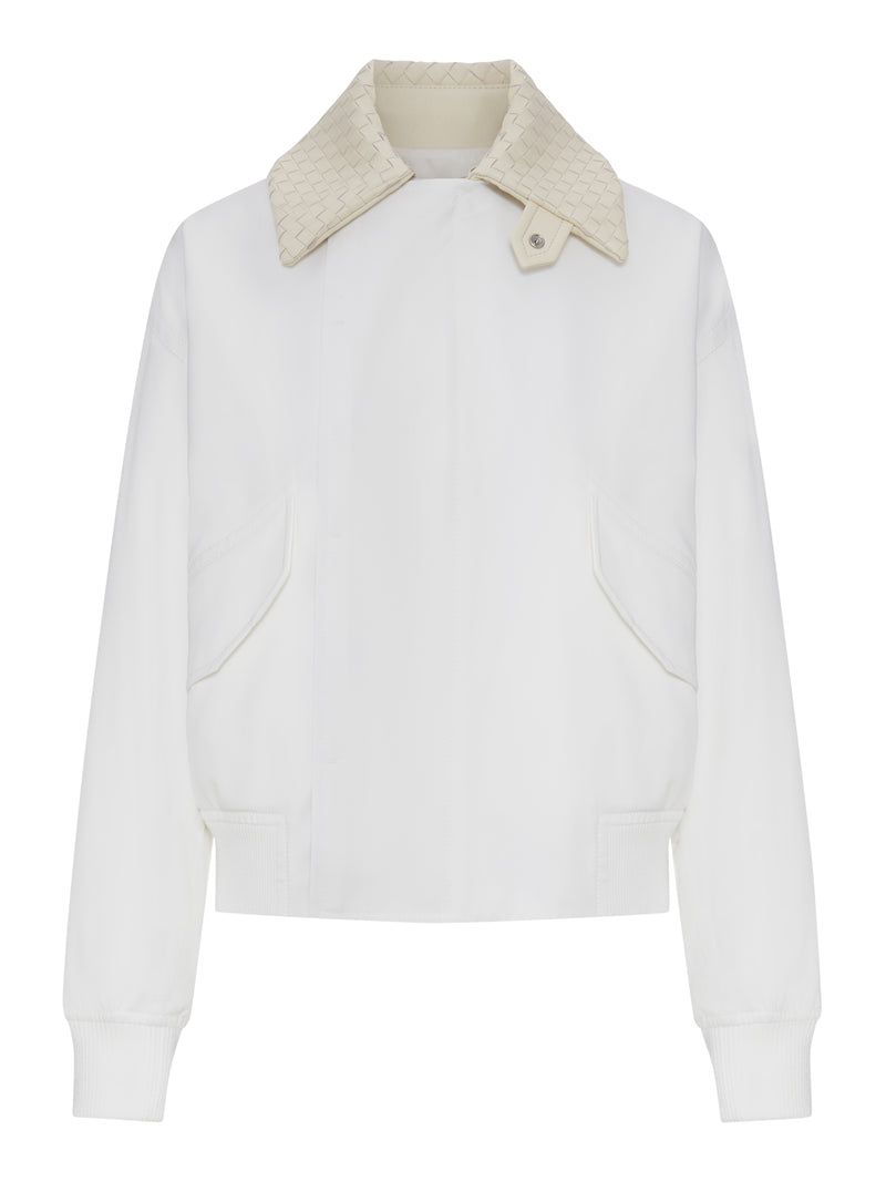 Bottega Veneta Women Waterproof Cotton Jacket With Leather Collar BOTTEGA VENETA