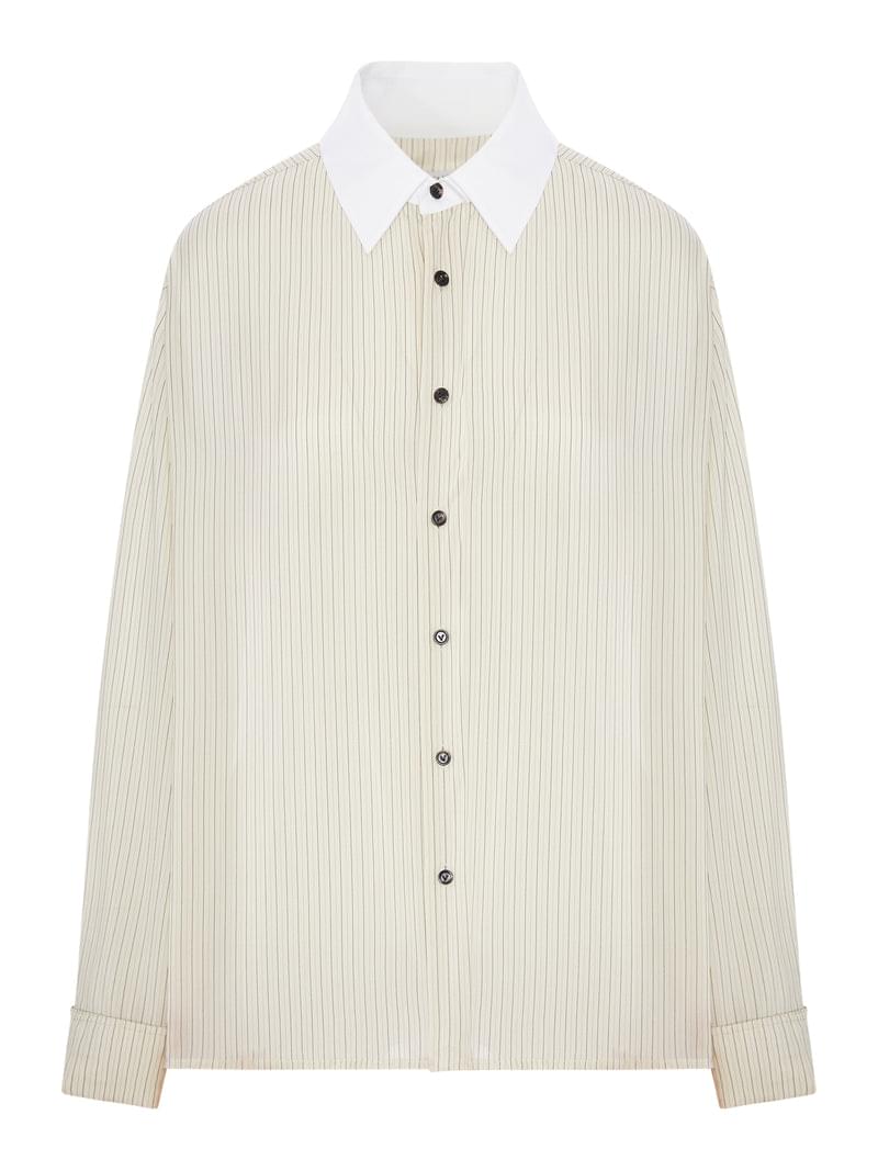 Bottega Veneta Women Striped Shirt With Contrasting Collar BOTTEGA VENETA