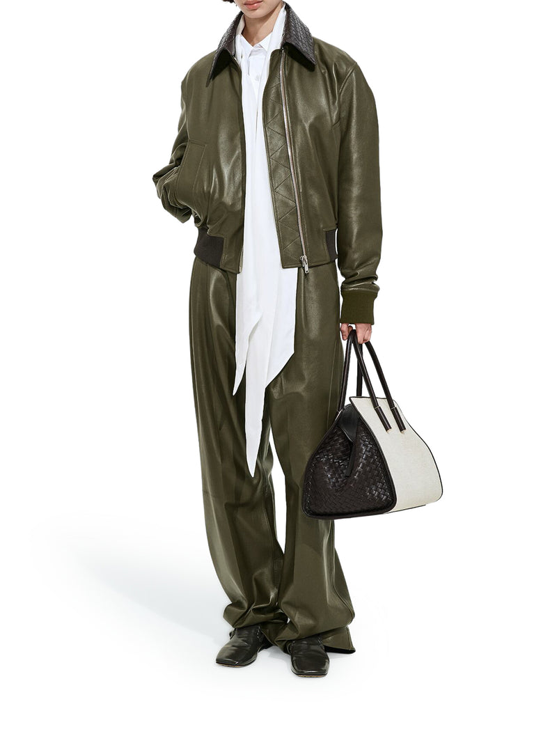 Bottega Veneta Women Glossy Lambskin Jacket With A Detachable Braided Collar BOTTEGA VENETA