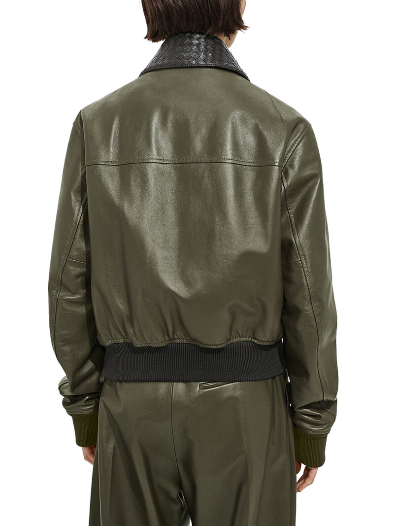 Bottega Veneta Women Glossy Lambskin Jacket With A Detachable Braided Collar BOTTEGA VENETA