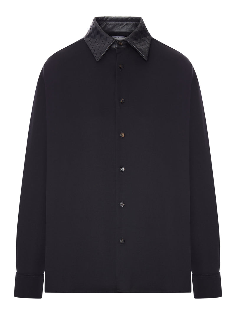 Bottega Veneta Women Wool Shirt With Braided Leather Collar BOTTEGA VENETA