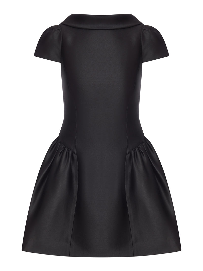 Self-Portrait Women Black Taffeta Mini Dress With Collar SELF-PORTRAIT