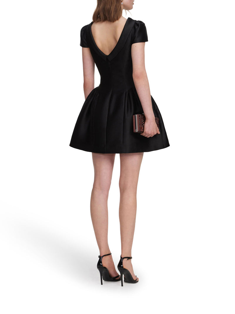 Self-Portrait Women Black Taffeta Mini Dress With Collar SELF-PORTRAIT