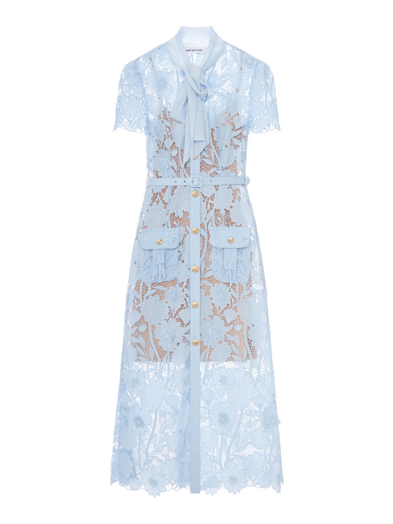 Self-Portrait Women Midi Lace Dress With Layers On The Neck SELF-PORTRAIT