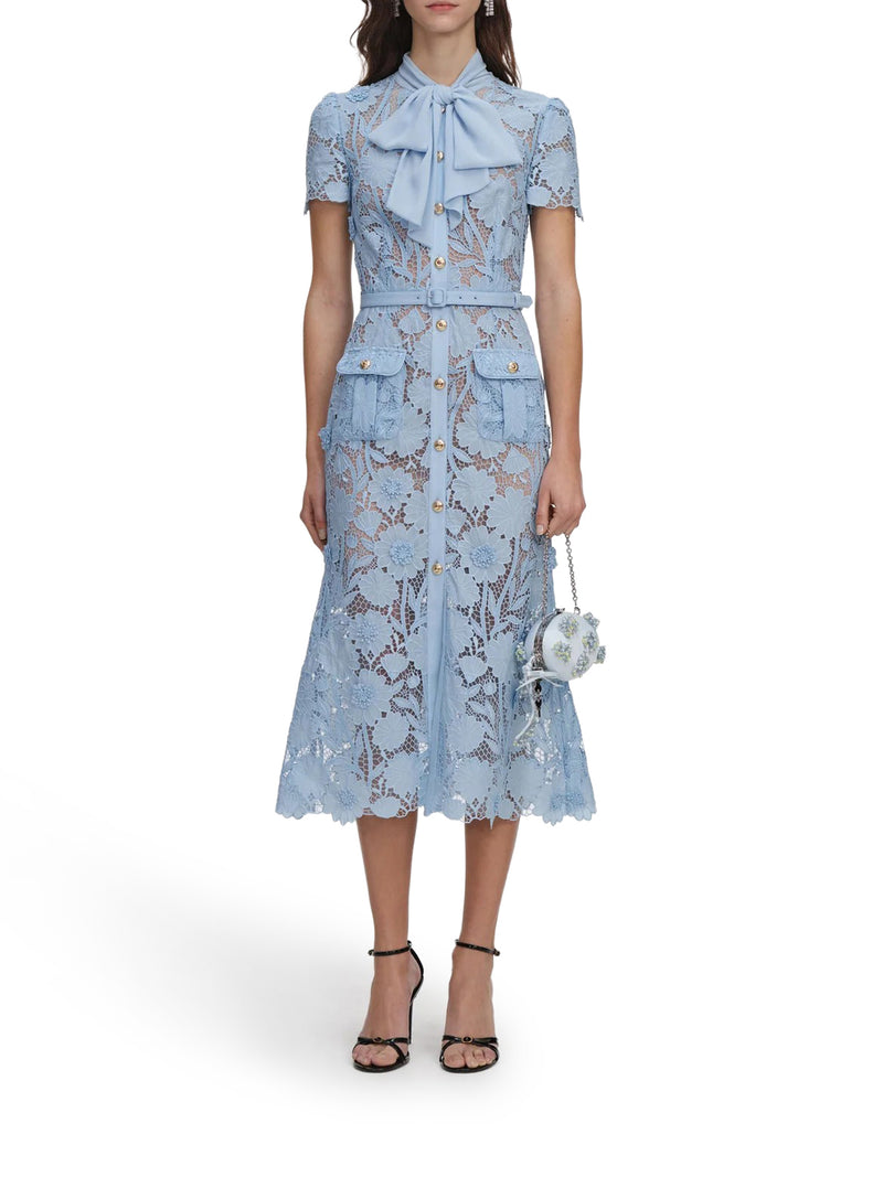 Self-Portrait Women Midi Lace Dress With Layers On The Neck SELF-PORTRAIT