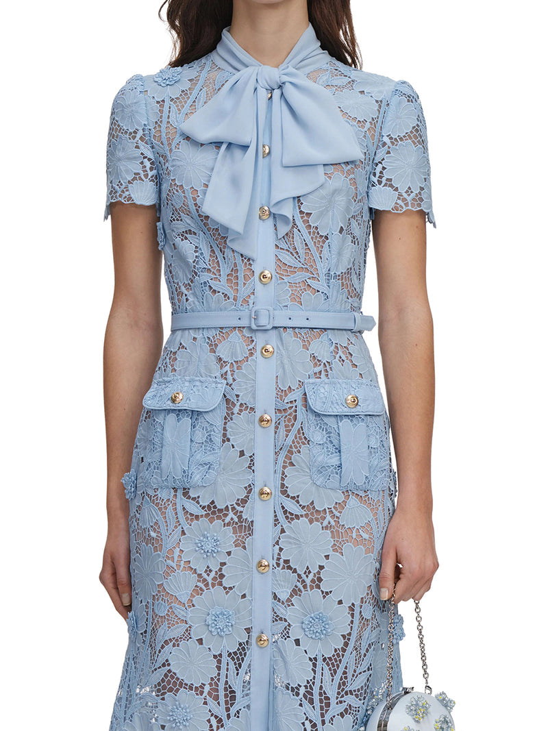 Self-Portrait Women Midi Lace Dress With Layers On The Neck SELF-PORTRAIT