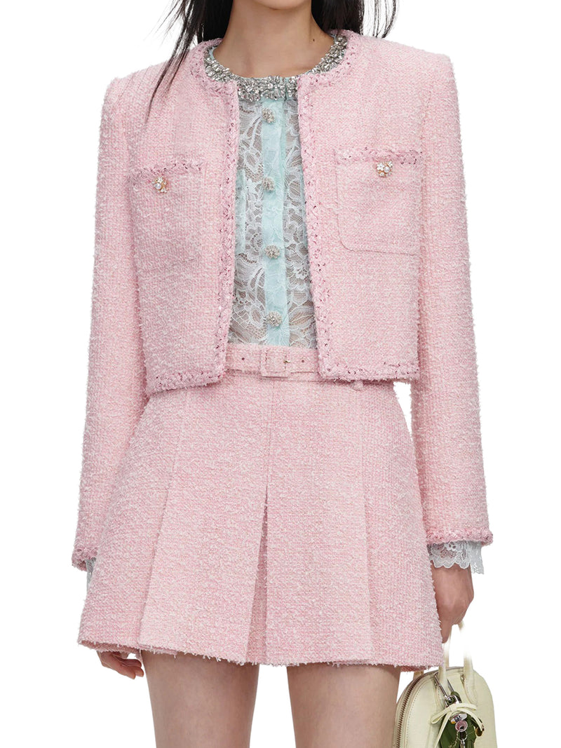Self-Portrait Women Cropped Boucle Jacket SELF-PORTRAIT