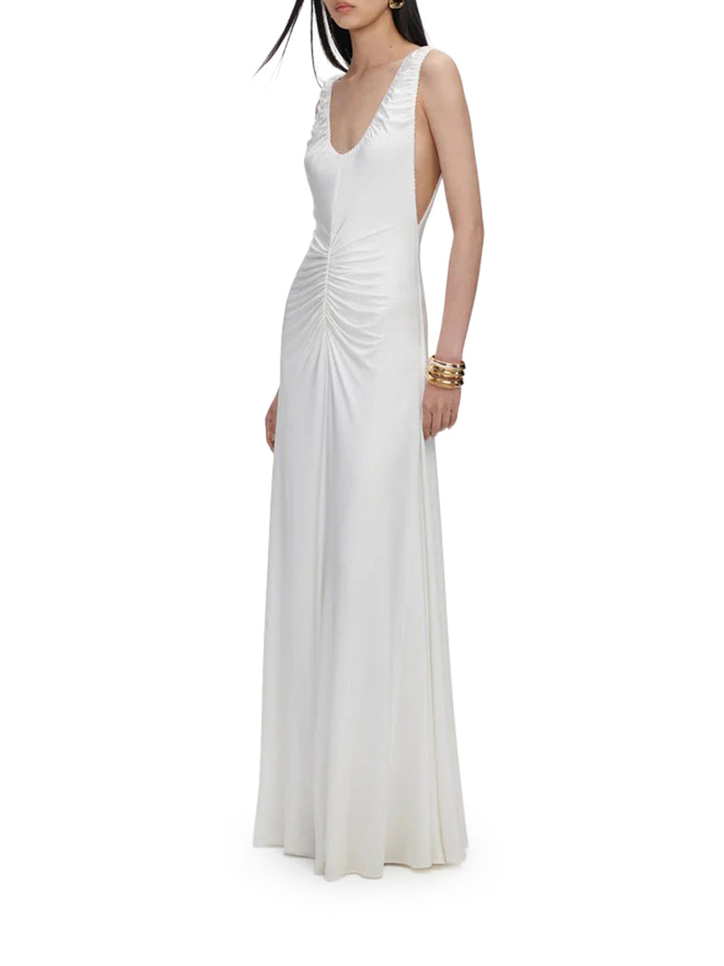 Self-Portrait Women Long White Jersey Dress With Gripping SELF-PORTRAIT
