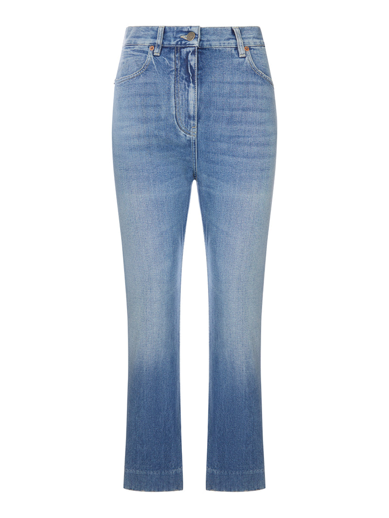 Valentino Garavani Women Light Wash Denim Flared Leg Cropped Jeans VALENTINO GARAVANI