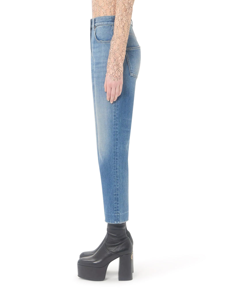 Valentino Garavani Women Light Wash Denim Flared Leg Cropped Jeans VALENTINO GARAVANI