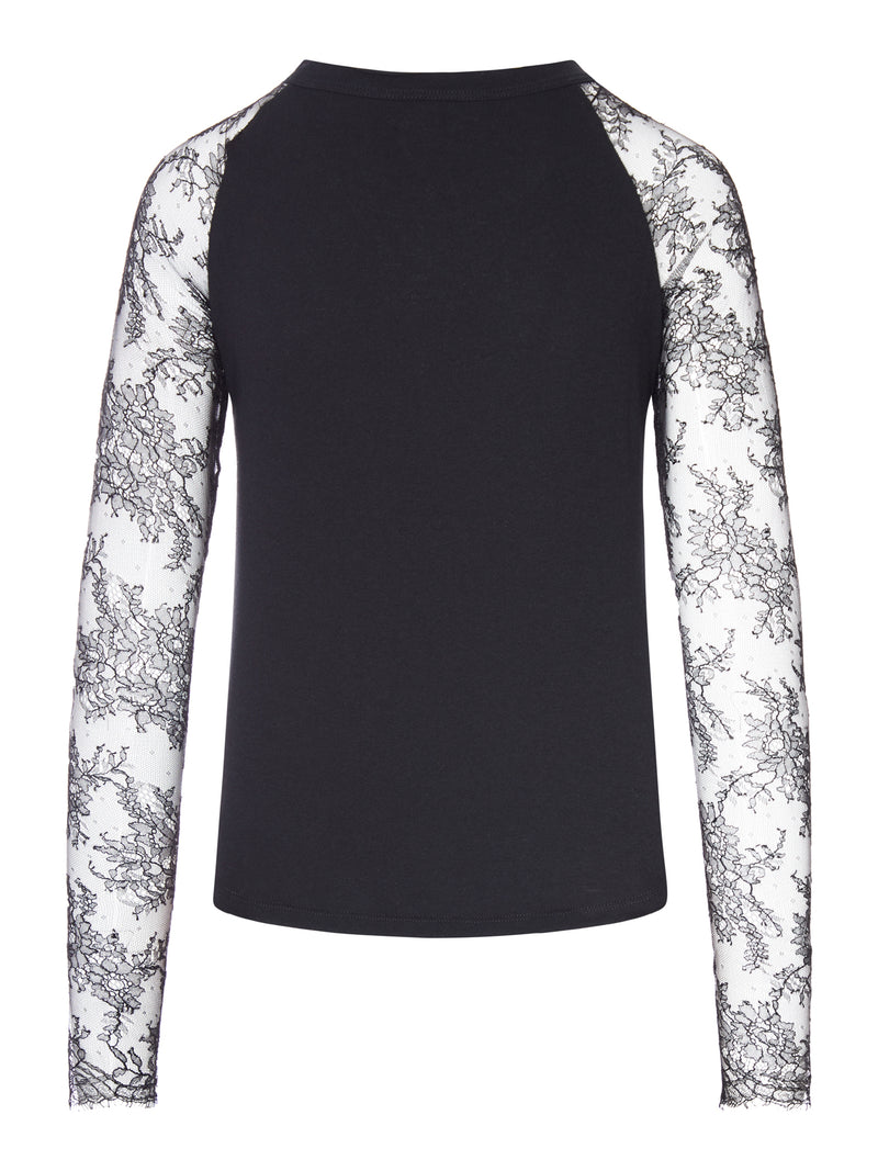 Valentino Garavani Women T-Shirt With Lace Sleeves And Graphic Print VALENTINO GARAVANI