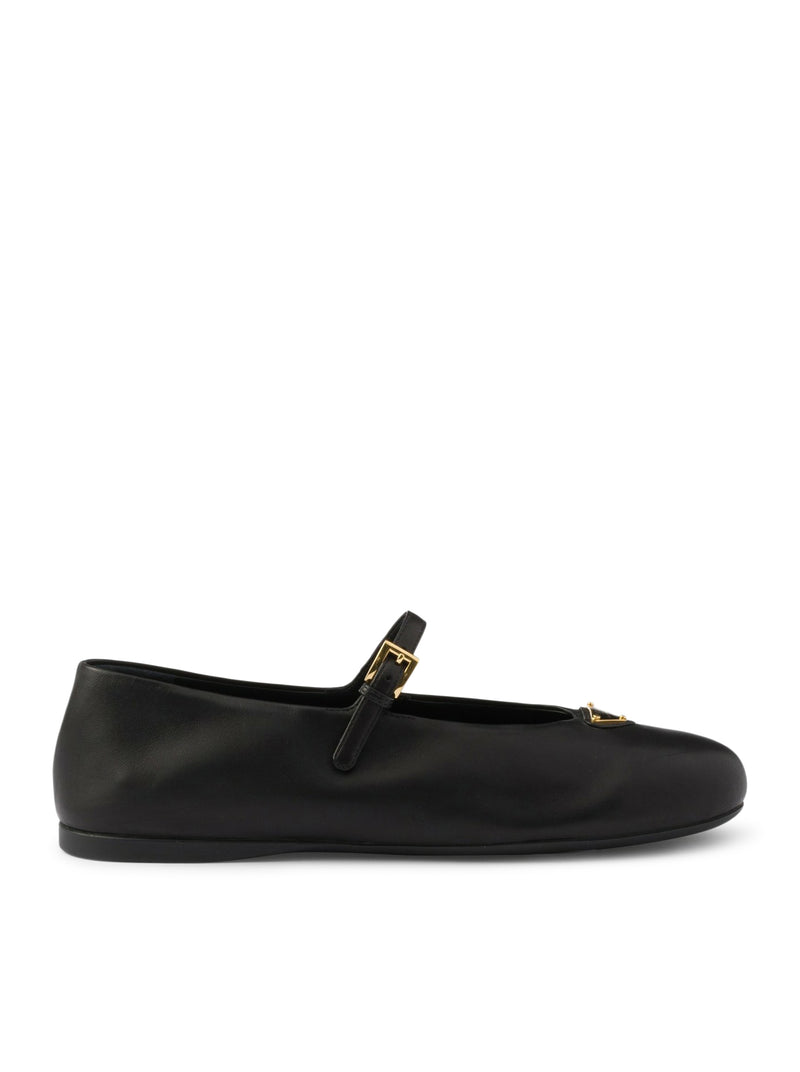Prada Women Nappa Leather Ballet Flats With Logo PRADA