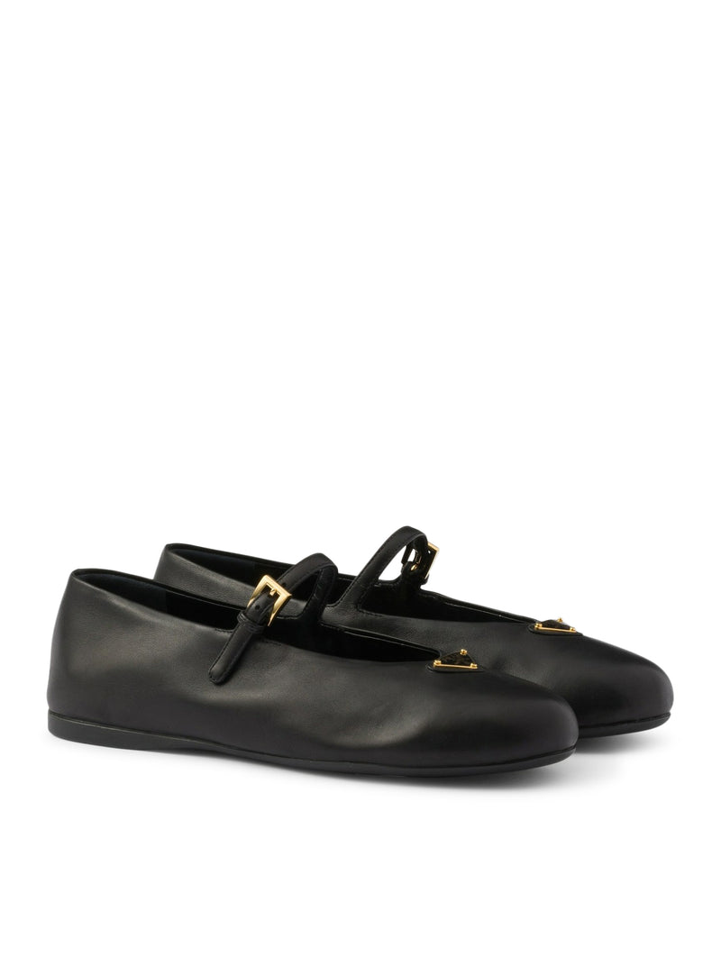 Prada Women Nappa Leather Ballet Flats With Logo PRADA
